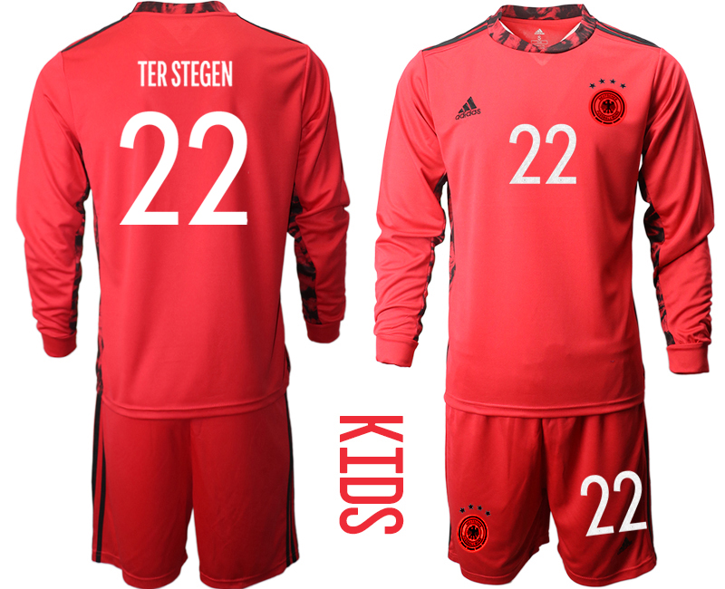 Youth 2021 European Cup Germany red Long sleeve goalkeeper #22 Soccer Jersey
